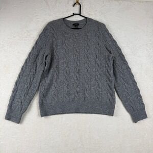 Halogen Gray Cable Knit Crew Neck Sweater Wool Blend‎ Womens Size 1 Quiet Luxury